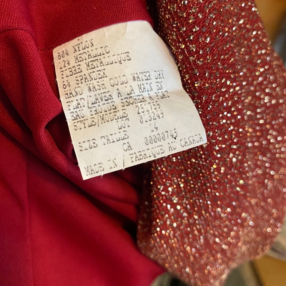 JS Boutique Maxi Dress Sparkly Prom Gown Vintage Formal 14 Red Gold Metallic - Picture 5 of 7
